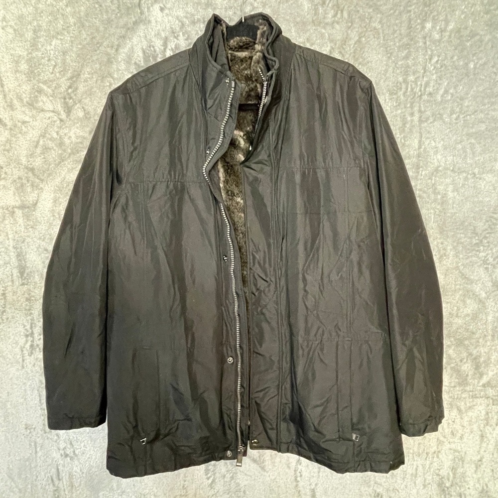 Marc New York‎ Coat Mens XL Black Faux Fur Lined Detachable Zip Lining Old Money